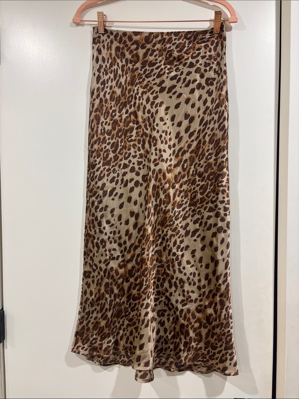Reformation Leopard Print Satin Maxi Skirt